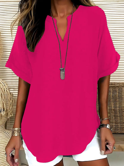 Women's Plain Short Sleeve Blouse
