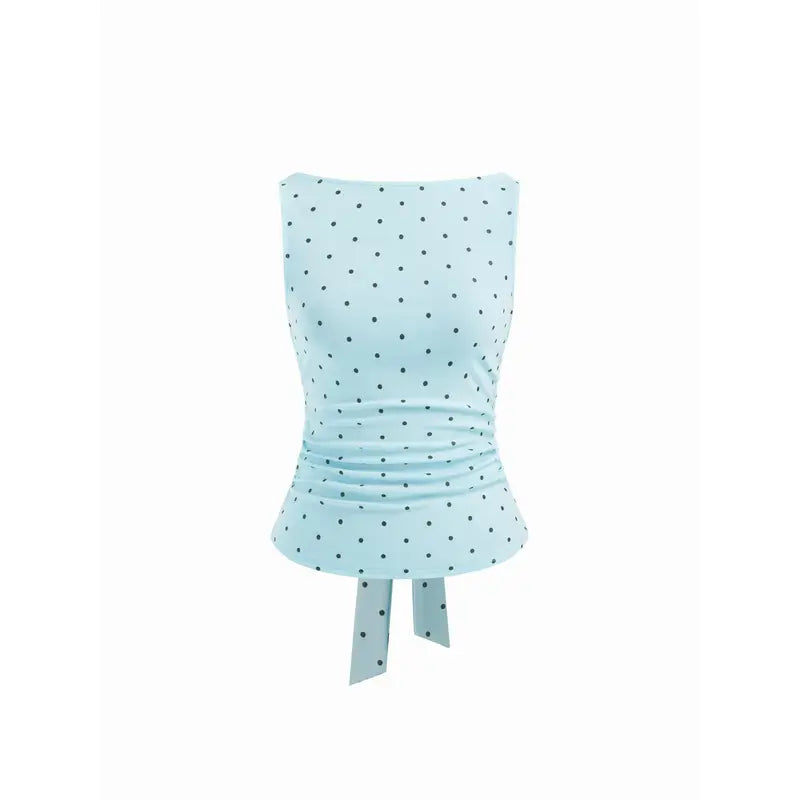 Women's Vintage Polka Dot Open Back Tank Top
