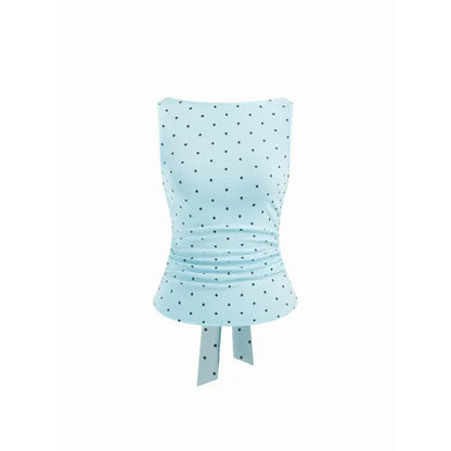 Women's Vintage Polka Dot Open Back Tank Top