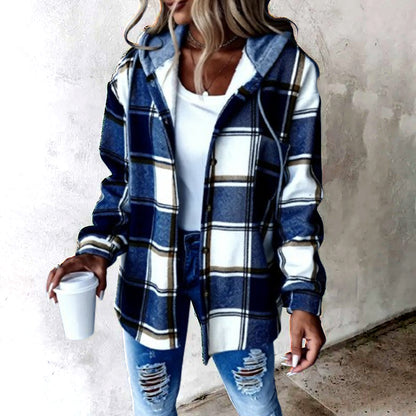 Women's Plaid Fleece Lined Hoodie