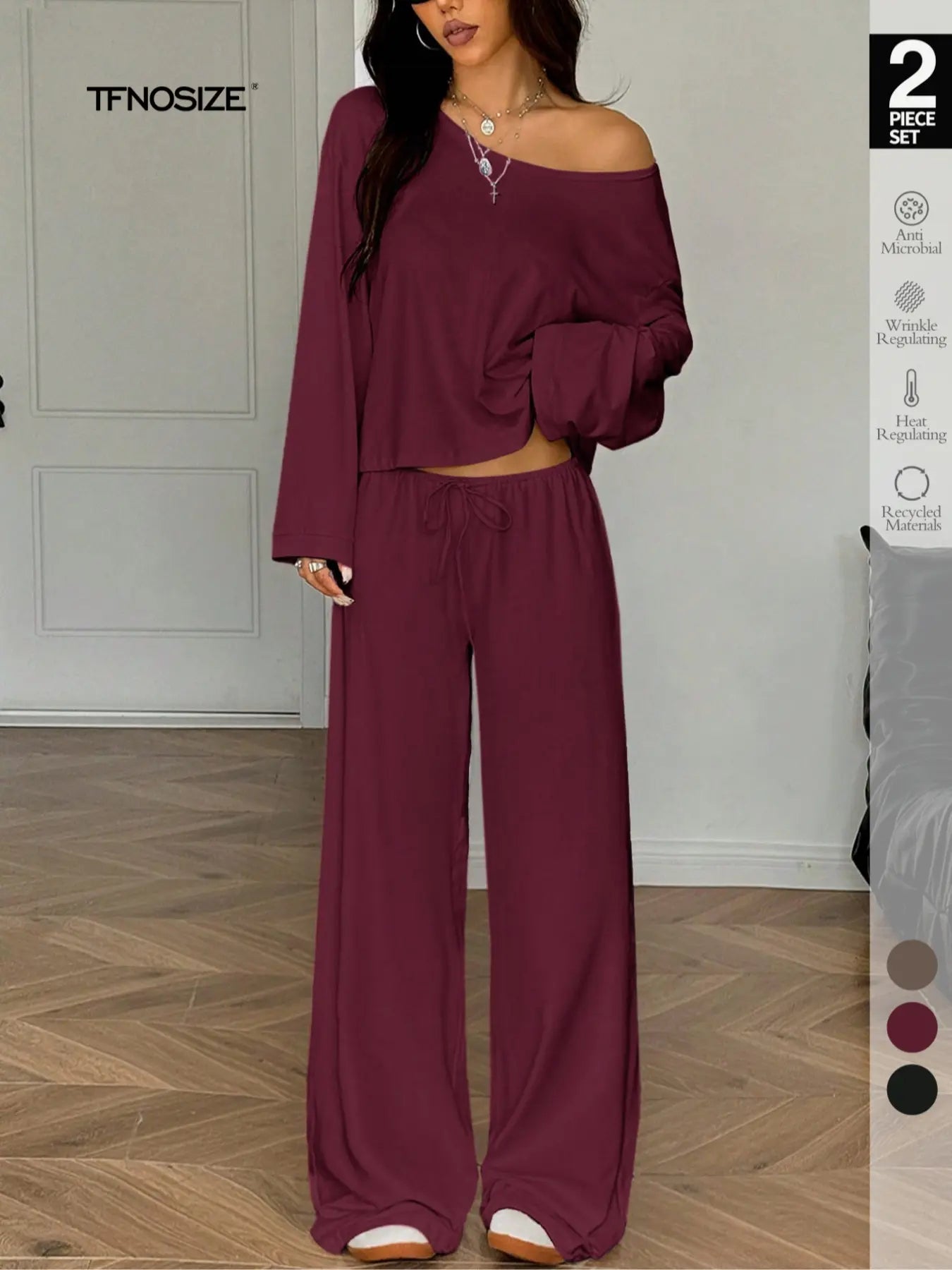 Women's Elegant Solid Color Loose-Fit Sleepwear Set