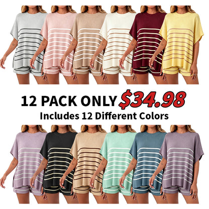 High Waisted Shorts Summer Knit Lounge Short Sets