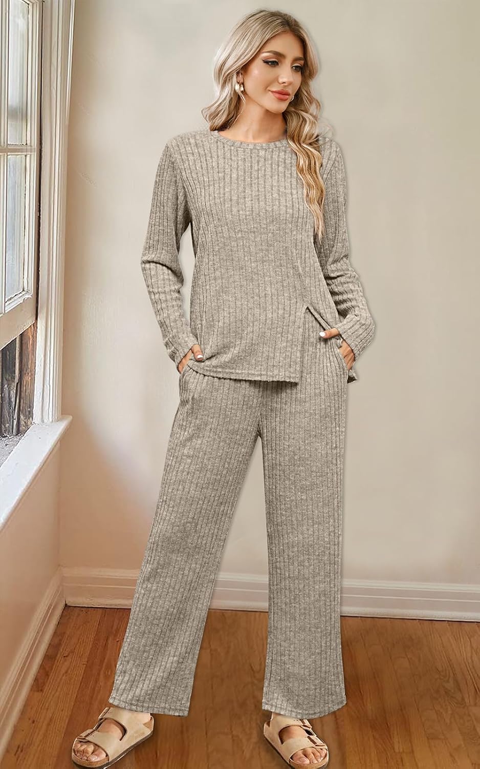 FACTORY SALE Womens Two Piece Outfits Lounge Sets Cozy Sweater Loungewear with Pockets 2025