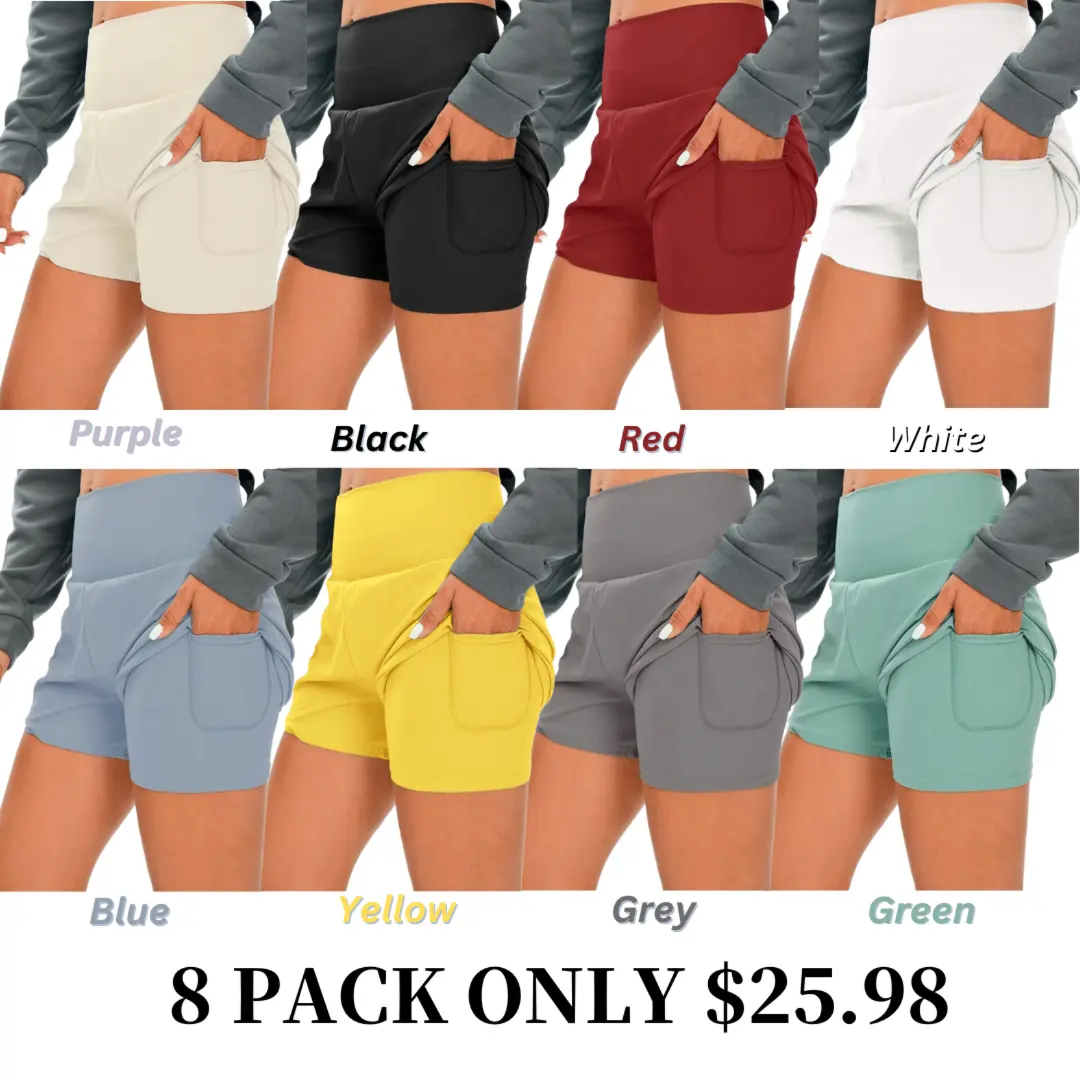 💝Last day promotion-⏰[2-in-1 Anti-Exposure Sports Shorts] Women's 2-in-1 Sports Shorts, Anti-Exposure Running Shorts With Pockets