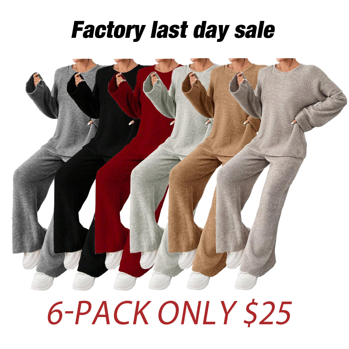 Women's Oversize Raglan Sleeve Split Sweater & Elastic Waist Pants Set