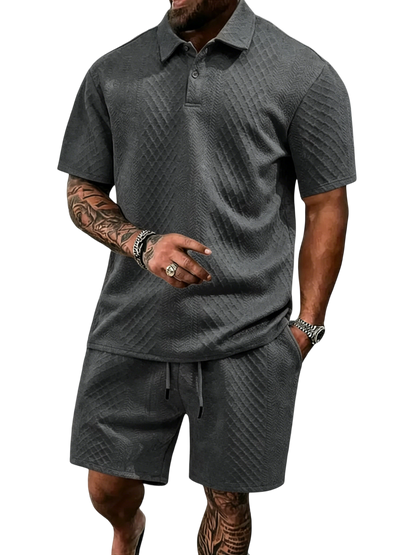 🔥Casual Summer Textured Polo Set