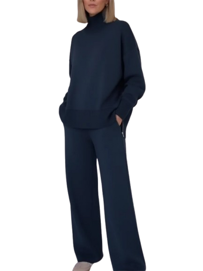 Casual Travel Stand Collar Straight Pants Two-Piece Set