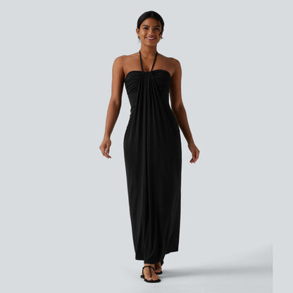 Halter Tie Back Maxi Dress with Pockets