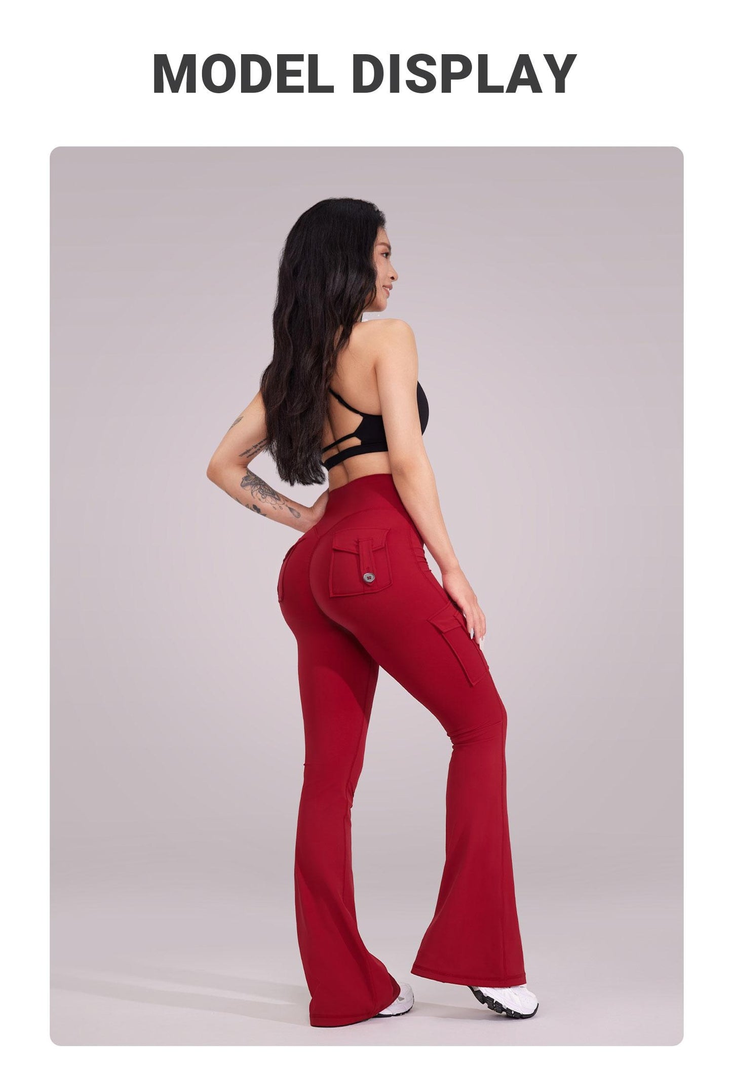 Women's Workout Flare Leggings with Pockets Hidden Scrunch High Waisted Cargo Gym Yoga No Front Seam Leggings Flared Joggers Fitness Outfit Camouflage Sports Pants