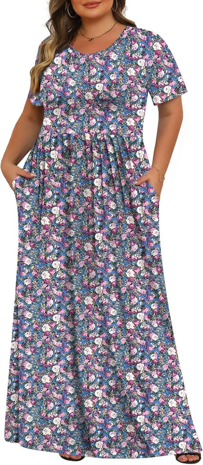 Women's Plus Size Maxi Dresses for Curvy Women Casual Long Dress