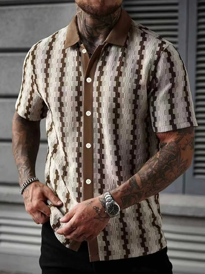 Men's Casual Plaid Stretch Short Sleeve Shirt