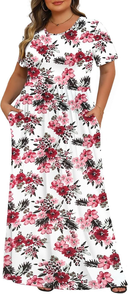 Women's Plus Size Maxi Dresses for Curvy Women Casual Long Dress