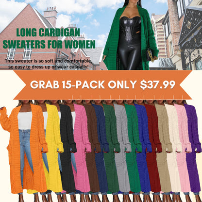 LBF-Women's Long Cardigan 2025 Oversized Coat Long Sleeve Open Cardigan Knitted Extra