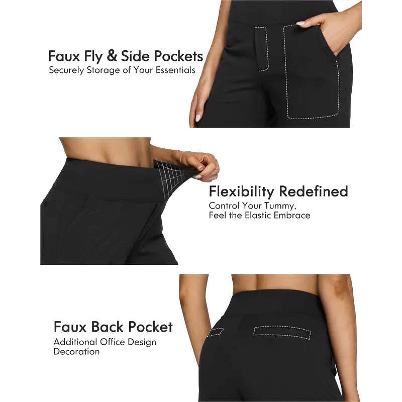 💘 Valentine’s Day Sale 💘Women’s High-Waist Wide Leg Pants – Business Casual Yoga Dress Pants with Pockets