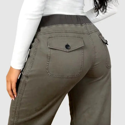 Solid Seam Detail Drawstring Mid Rise Straight Leg Pants
