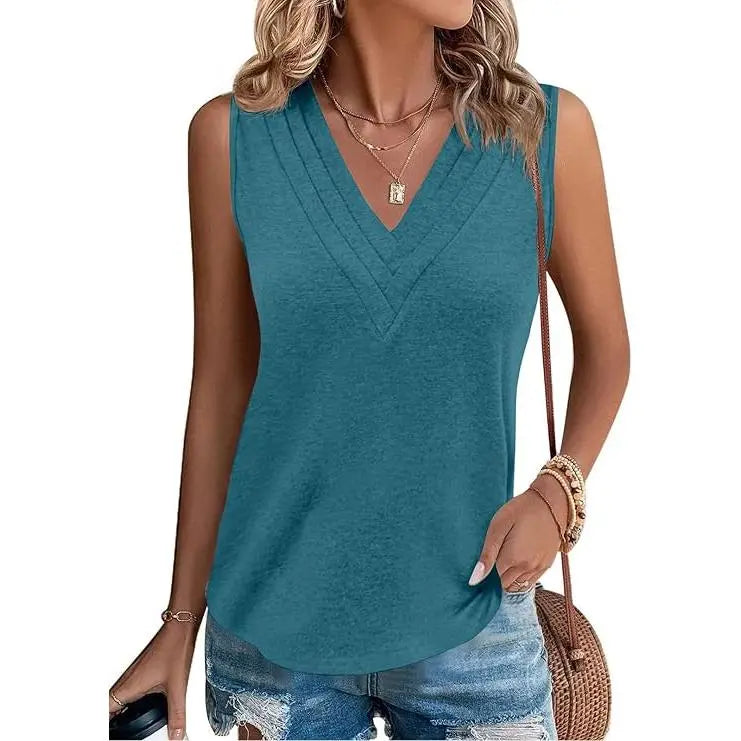 Last day🔥🔥Women V Neck Tank Tops Dressy Casual Summer Loose Fit Sleeveless Shirts