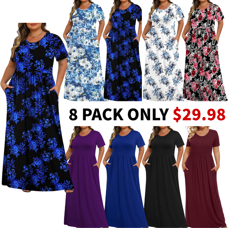 Women's Plus Size Maxi Dresses for Curvy Women Casual Long Dress