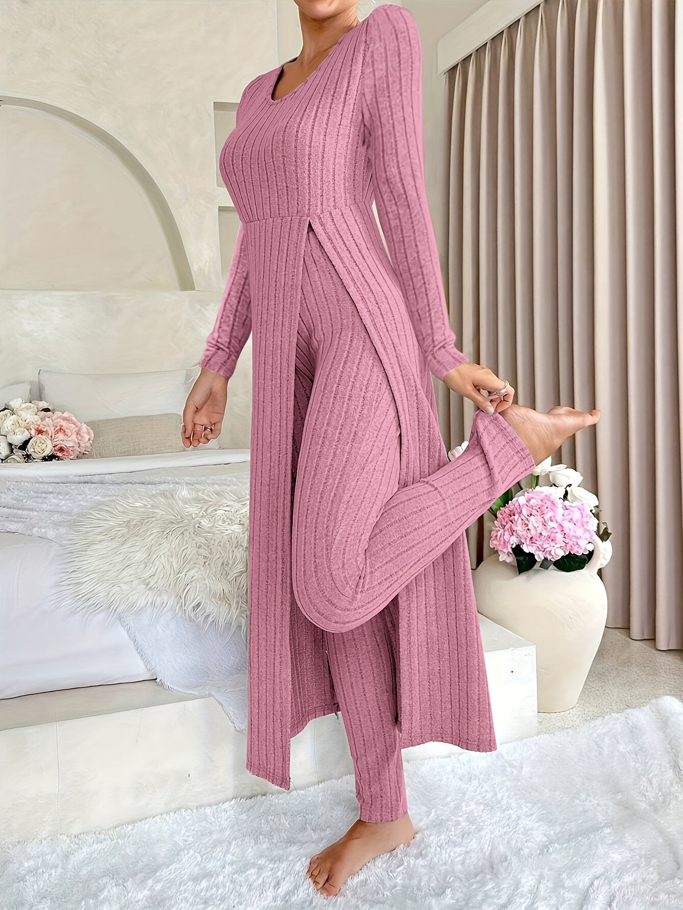 💥Last day only $24.98🔥 - Cozy Two-Piece Ribbed Lounge Set