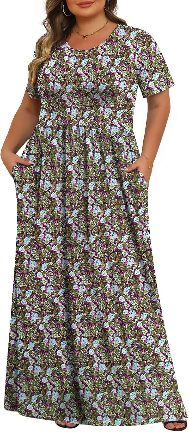 Women's Plus Size Maxi Dresses for Curvy Women Casual Long Dress