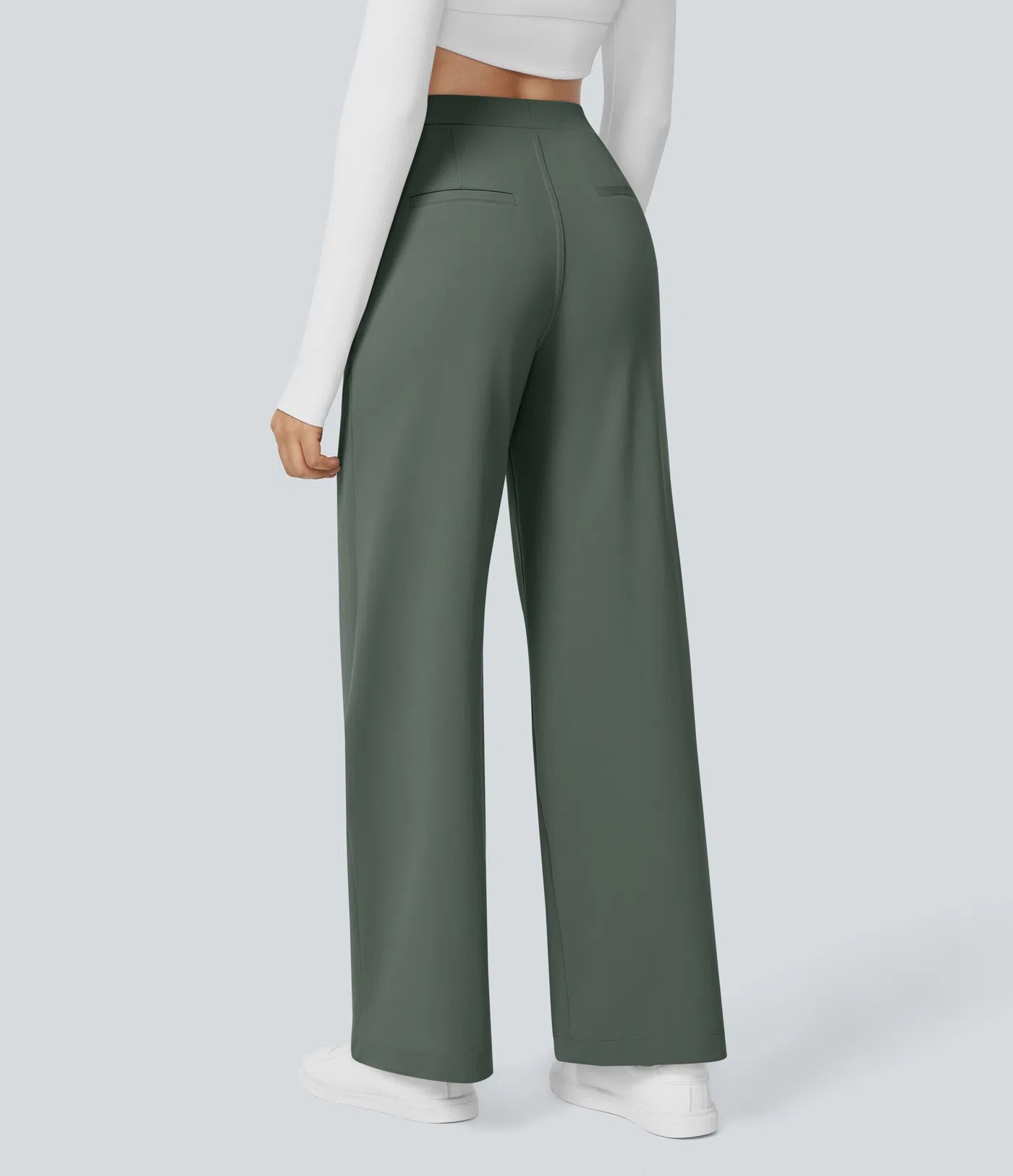 High Waisted Side Pocket Straight Leg Work Pants