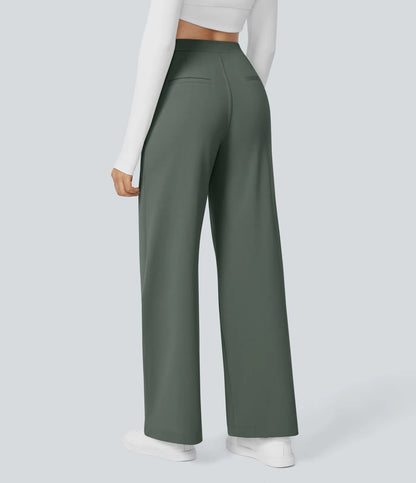 High Waisted Side Pocket Straight Leg Work Pants