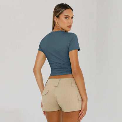 Women's Short Sleeve Slim-Fit Crop Tops