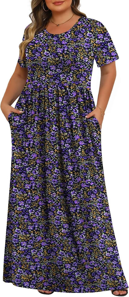 Women's Plus Size Maxi Dresses for Curvy Women Casual Long Dress