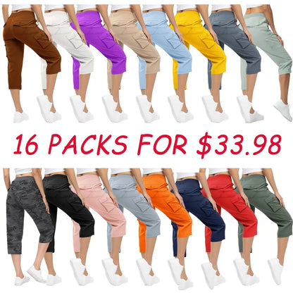 🔥Last day promotion🔥Womens Cargo Capris Lightweight Hiking Pants Shorts Cropped Cotton2