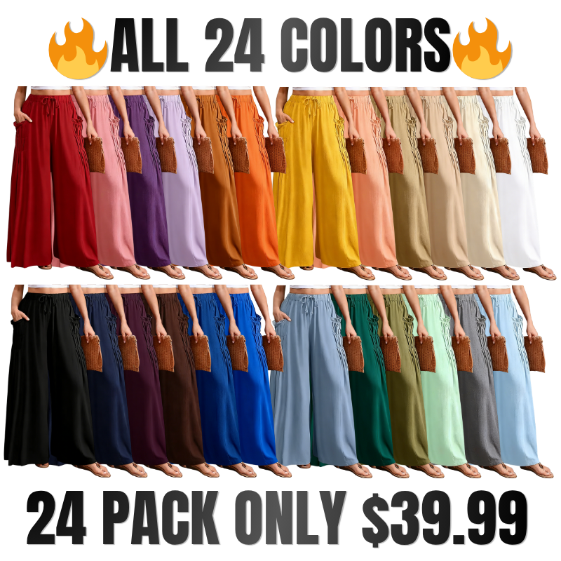 Women Casual Linen Blend Palazzo Pants