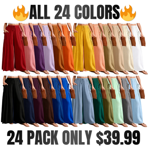 Women Casual Linen Blend Palazzo Pants
