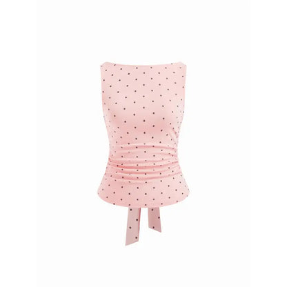 Women's Vintage Polka Dot Open Back Tank Top