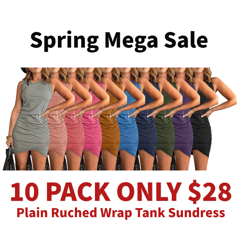Women's Plain Ruched Wrap Tank Sundress