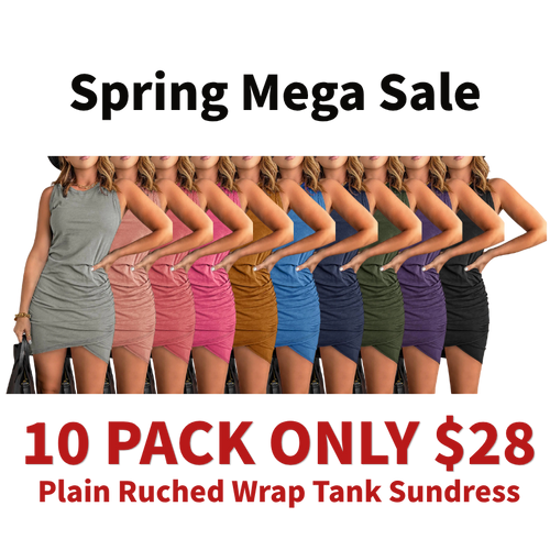 Women's Plain Ruched Wrap Tank Sundress