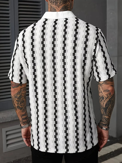 Men's Casual Plaid Stretch Short Sleeve Shirt