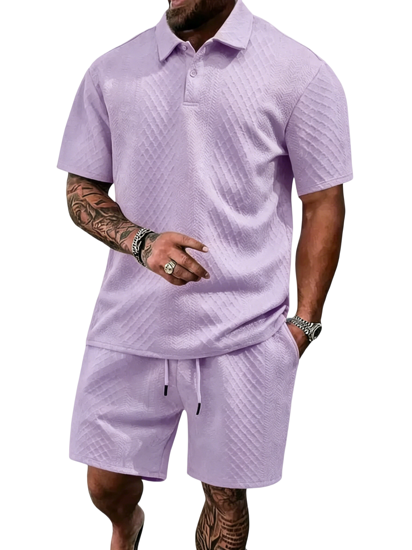 🔥Casual Summer Textured Polo Set
