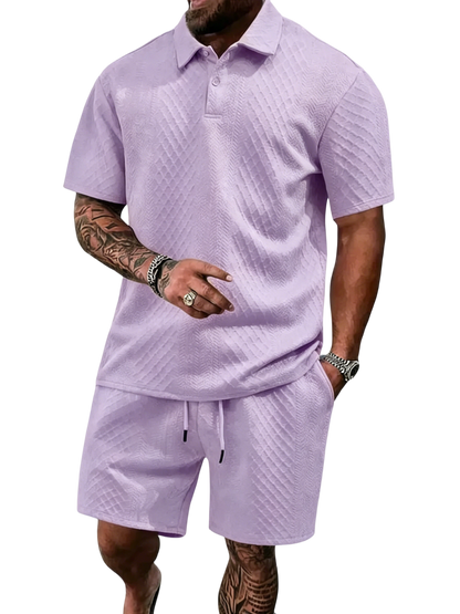 🔥Casual Summer Textured Polo Set