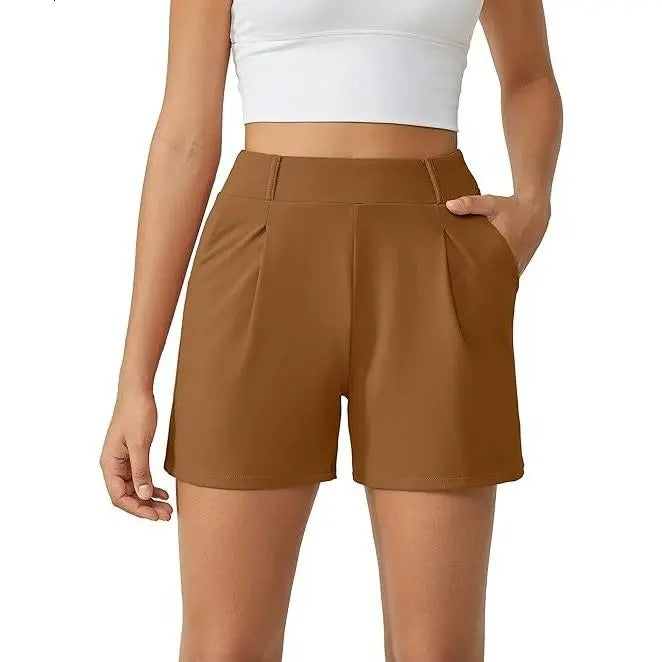 Women's Trendy High Waisted Casual Summer Shorts with Pockets