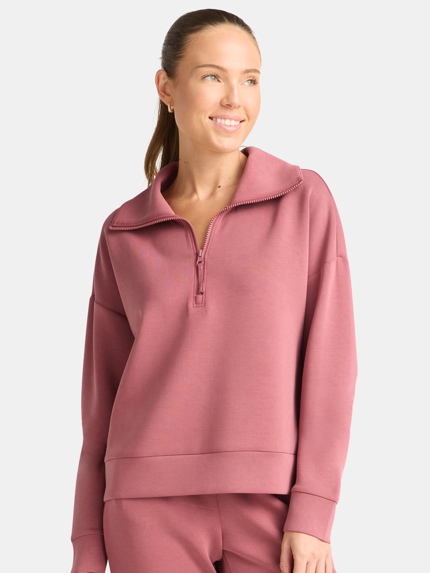 Women's and Women's Plus ScubaKnit Quarter Zip Pullover