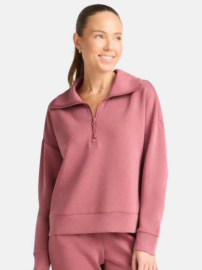 Women's and Women's Plus ScubaKnit Quarter Zip Pullover