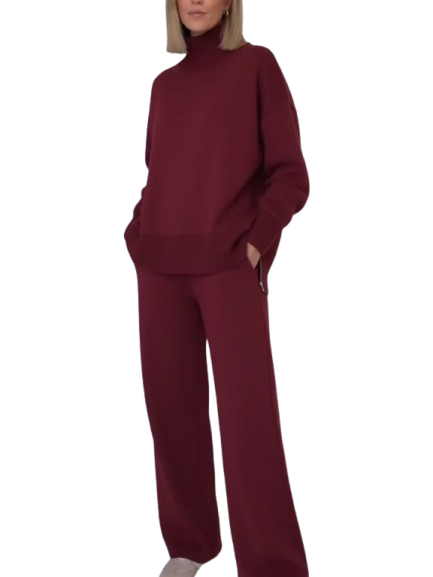 Casual Travel Stand Collar Straight Pants Two-Piece Set