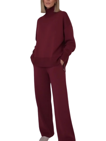 Casual Travel Stand Collar Straight Pants Two-Piece Set