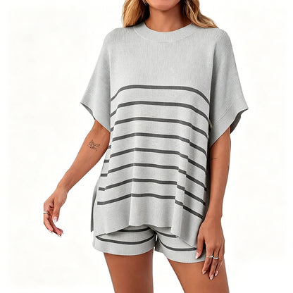 High Waisted Shorts Summer Knit Lounge Short Sets