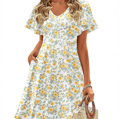 🔥Casual Swing Floral Ruffle Short Sleeve Sundresses