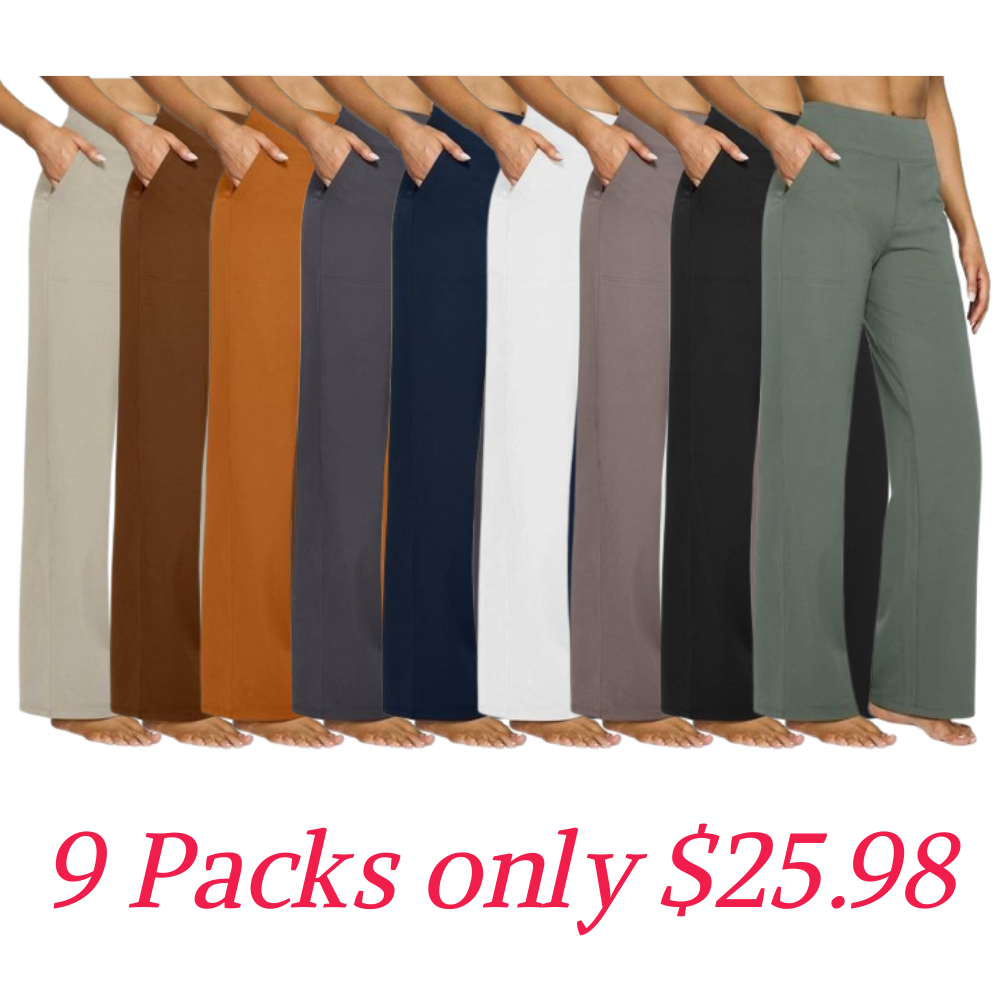 💘 Valentine’s Day Sale 💘Women’s High-Waist Wide Leg Pants – Business Casual Yoga Dress Pants with Pockets