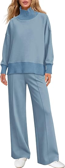 Casual Travel Stand Collar Straight Pants Two-Piece Set