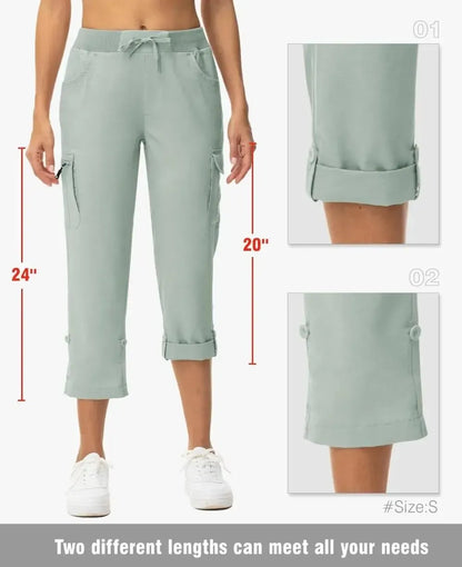 🔥Last day promotion🔥Womens Cargo Capris Lightweight Hiking Pants Shorts Cropped Cotton2