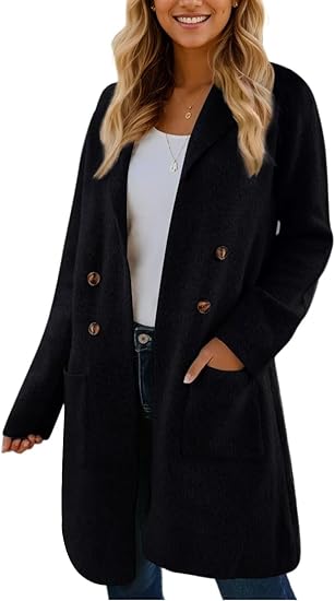 Women Fall Long Cardigan Sweater Trendy Knit Jacket Coat Dressy Blazer Coatigan