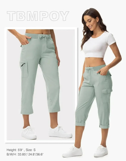 🔥Last day promotion🔥Womens Cargo Capris Lightweight Hiking Pants Shorts Cropped Cotton2