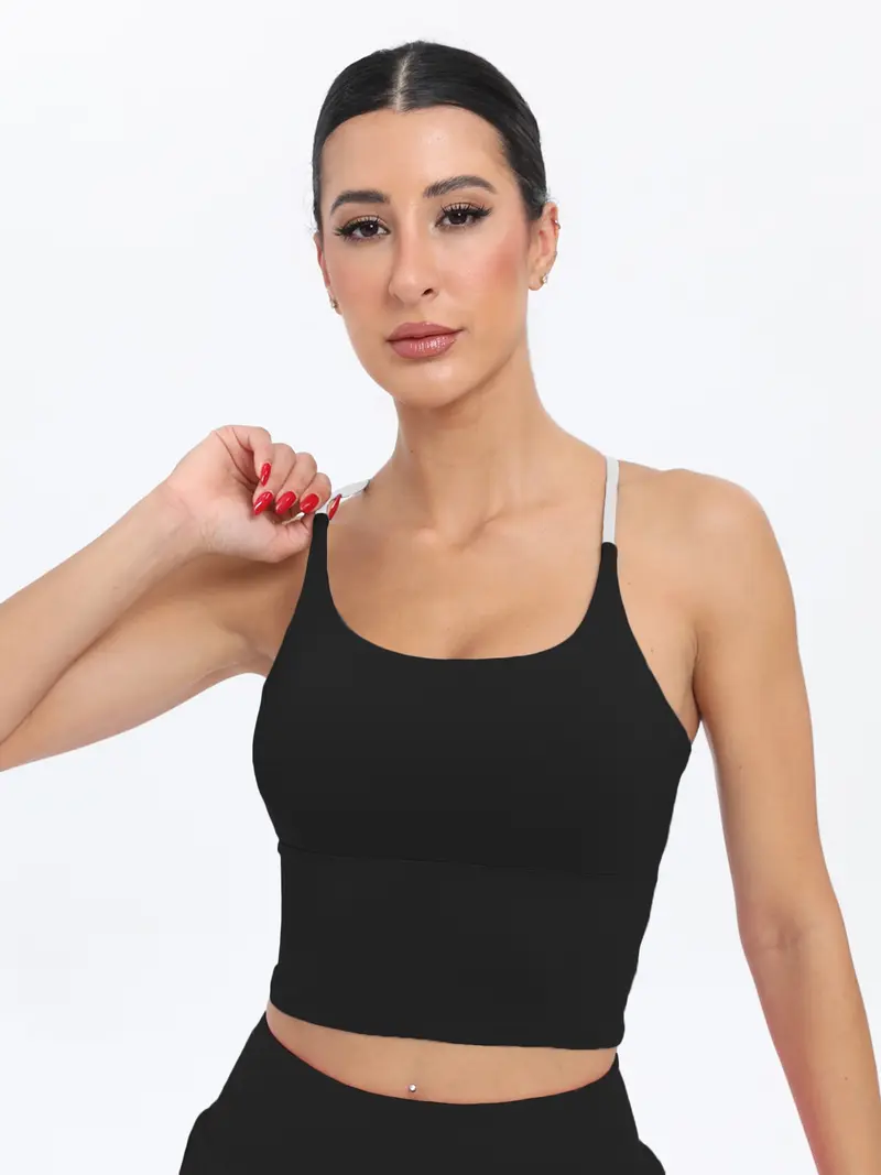Sporty Women's Plain Criss Cross Sports Bra