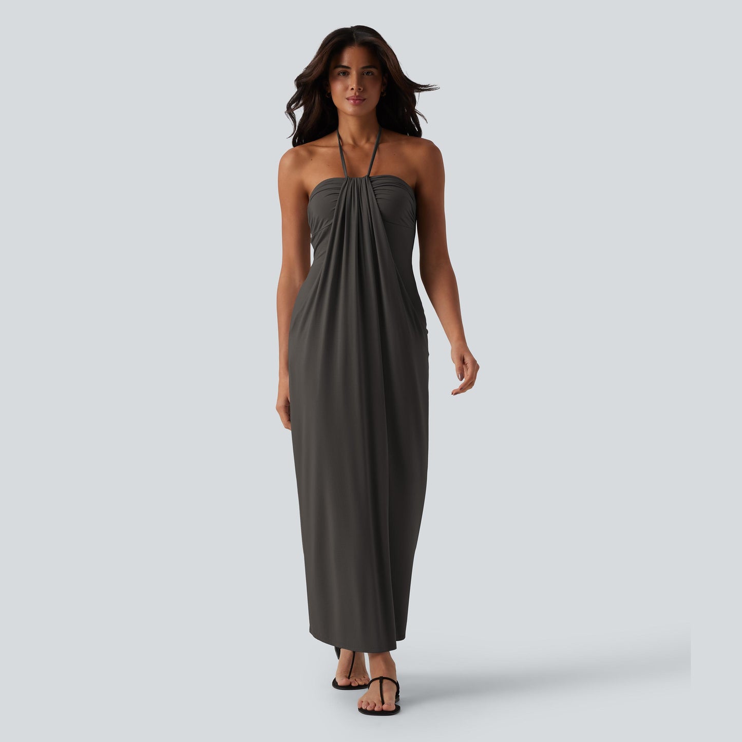 Halter Tie Back Maxi Dress with Pockets